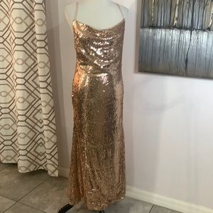 SHEIN sequence rose gold long dress